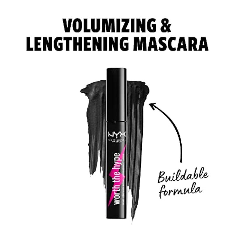 NYX PROFESSIONAL MAKEUP Worth the Hype Volumizing & Lengthening Mascara, Black 01 - Image 2
