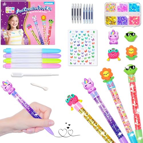 MOMUSE DIY Pen Making Kit Fun Pen Creator Studio Make You Own 4 Sparkly Glitter Pens Creative Art and Craft Kits Toys for Kids Girls Tweens 6 7 8 9 10 11 12 Years Birthday Gift Present - Image 1