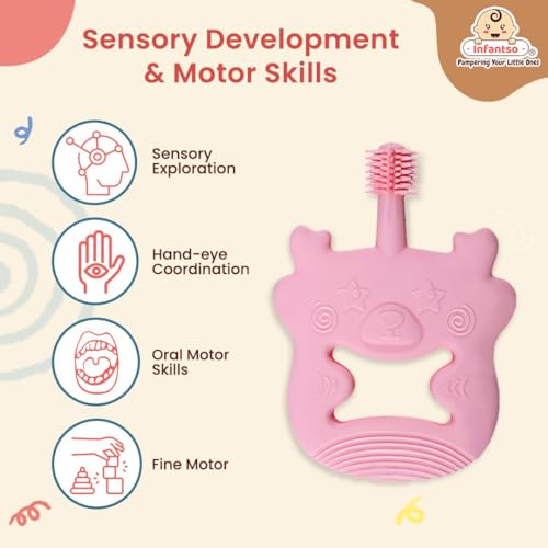 Infantso Soft Silicone Teether for Baby Teething, Bear Teether Toy for 0-12 Months, BPA Free Silicone Soothing Baby Teether | BPA Free, Food Grade Soft & Safe Gum Relief Toy - Image 5