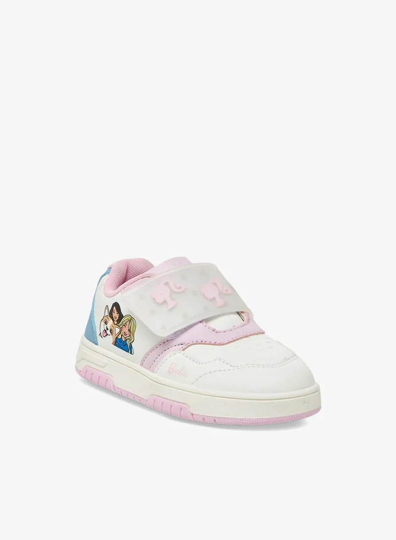 باربي Girls Printed Hook & Loop School Sneakers