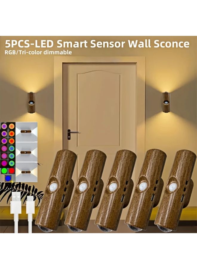 5pcs Mini Smart Sensor Wall Light RGB Gradient USB Rechargeable LED Night Lamp - Image 2