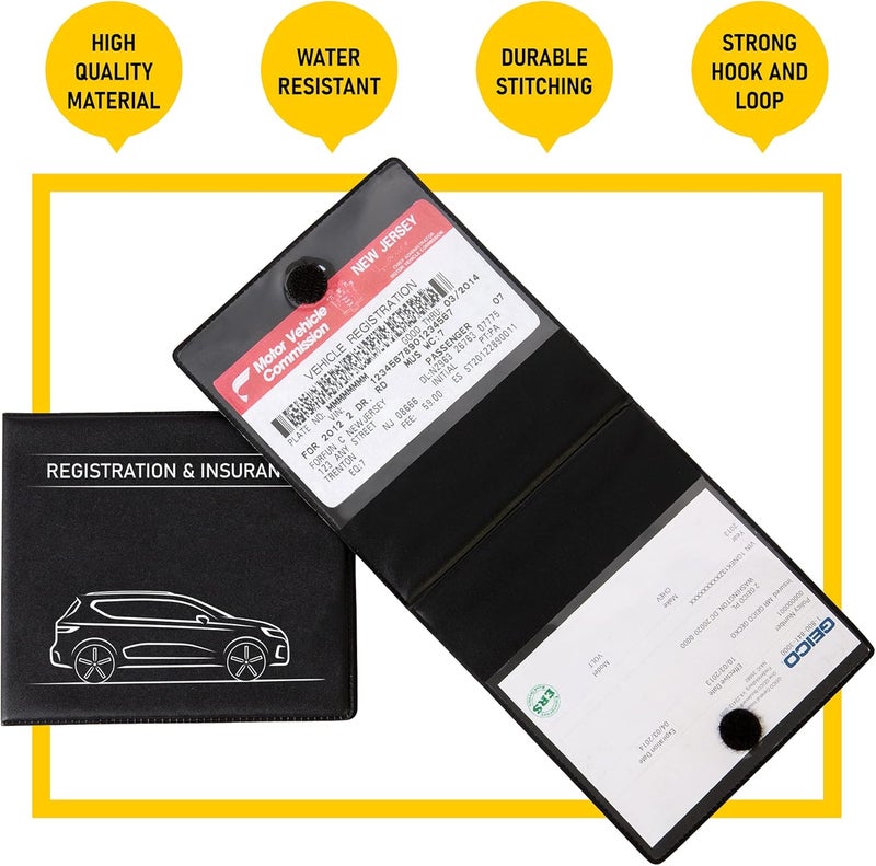 CANOPUS Car Registration and Insurance Holder, Car Document Holder, Vehicle Registration and Insurance Card Holder, Wallet for Auto, Trailer, Motorcycle, Truck, Vehicle Paperwork Organizer (2 Pack) - Image 3