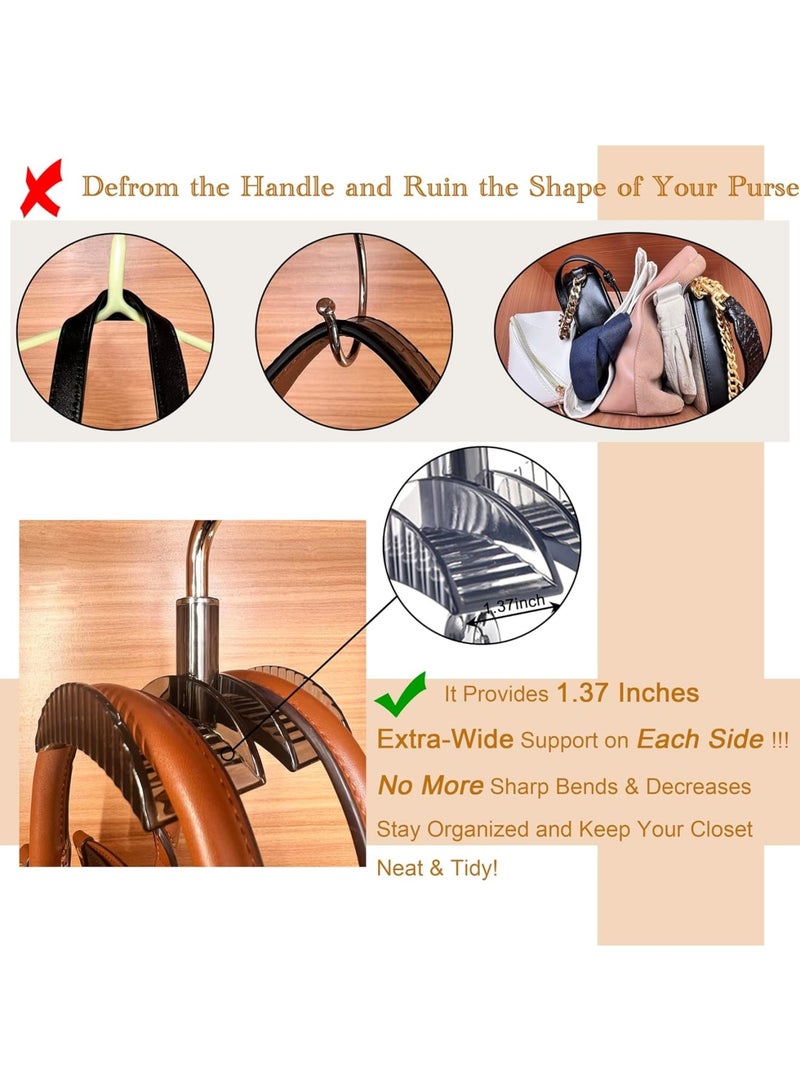 Cobest Purse Hanger Organizer, 4 PCS Durable Acrylic Handbag Organizer Double-Sided for Bags Belts Caps and Scarves, Protect Straps from Sharp Bends, Sapce-Saving Hangers, for Storing and Organizing - Image 4