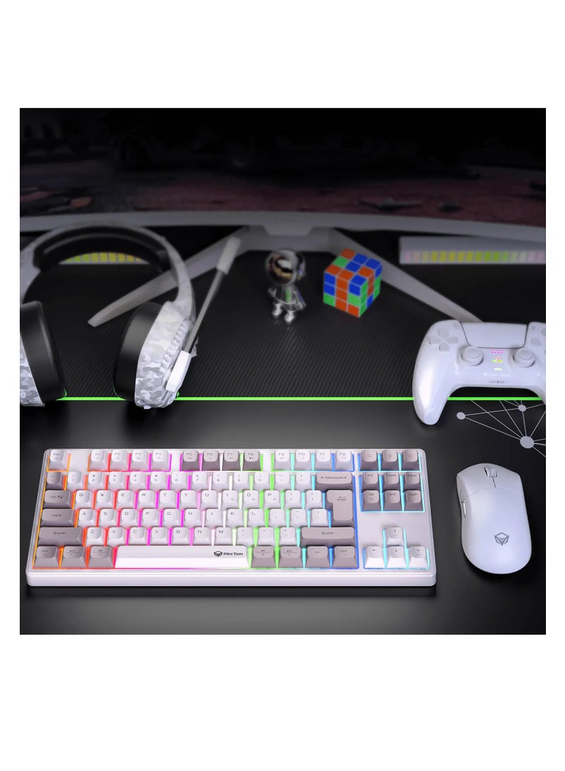 Meetion لوحة مفاتيح الألعاب ميتيون MK14 TKL ثلاثية الوضعية لاسلكية/بلوتوث/سلكية قابلة للتبديل الساخن 87 مفتاح RGB LED ضوء ميكانيكي - Image 3