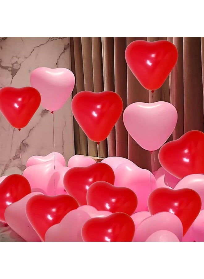 20pcs 10-Inch Red & Pink Heart-Shaped Latex Balloons – Romantic Party Decorations for Valentine's Day, Weddings, Proposals, Birthdays & More - Image 2