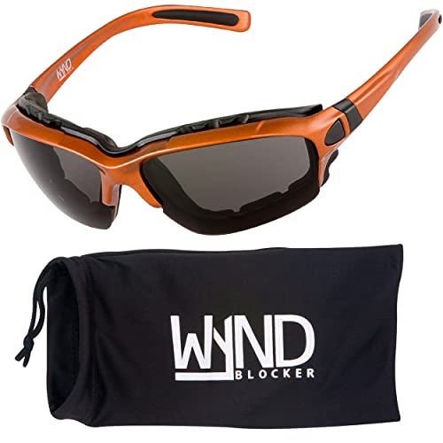 WYND Blocker Motorcycle Riding Glasses Extreme Sports Wrap Sunglasses, Orange, Smoke - Image 1