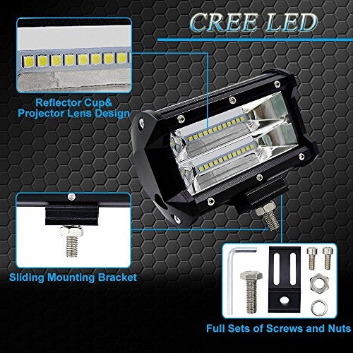 Casago CS5IW2P 5 Inch 24 CREE LED Fog Light Offroad Driving Flood Lamp for Bikes Cars Truck Pickup Jeep SUV ATV UTV (72W, 2 PCS) - Image 4