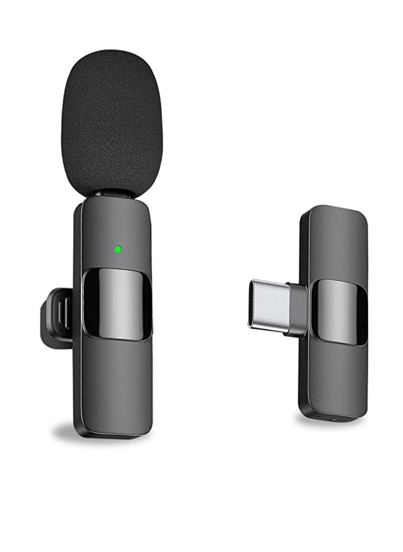 Digi Core ميكروفون K8 لاسلكي من نوع Lavalier للهاتف من النوع C، ميكروفون لاسلكي USB-C لهاتف Android لتسجيل الفيديو، مقابلة، مدونة فيديو، مزامنة تلقائية وميكروفون للحد من الضوضاء  - Image 1