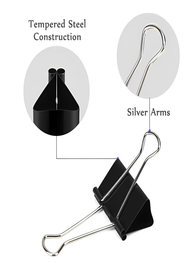 Sehgal Store Binder Clip 19 mm Size, Premium Black Binder Clips – Sturdy Metal Clamps for Office and Home Use - Pack of (72) - Image 2