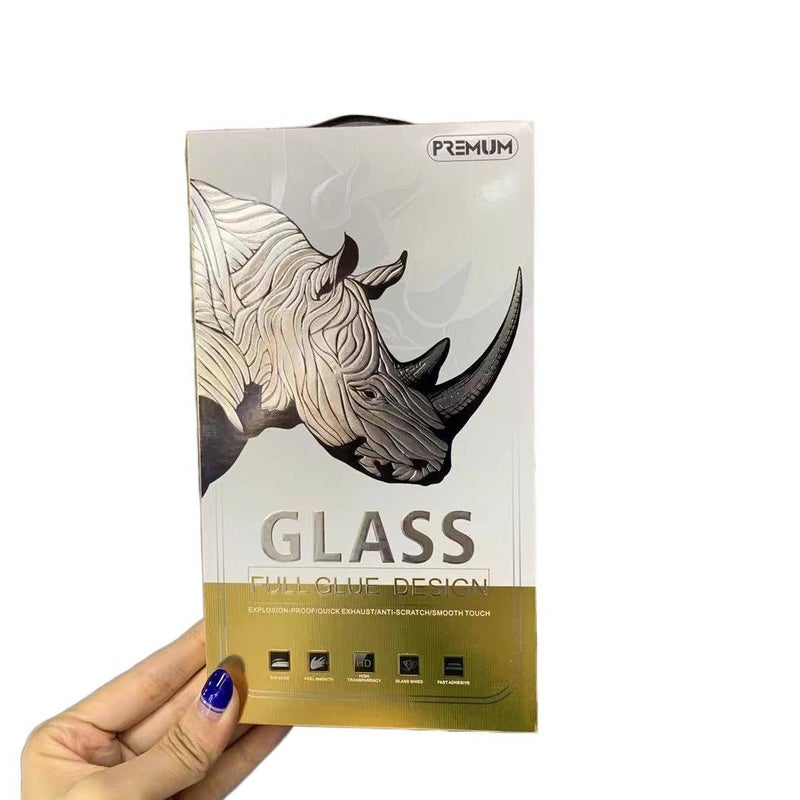 غطاء هاتف بGlass لـ iPhone 14 / 14 Plus / 14 Pro / 14 Pro Max مع مقاومة لبصمات الأصابع ونقش بارد 7D مع تغطية كاملة للشاشة مع مقاومة للخدوش باللون شفاف مقاوم للخدش - Image 1