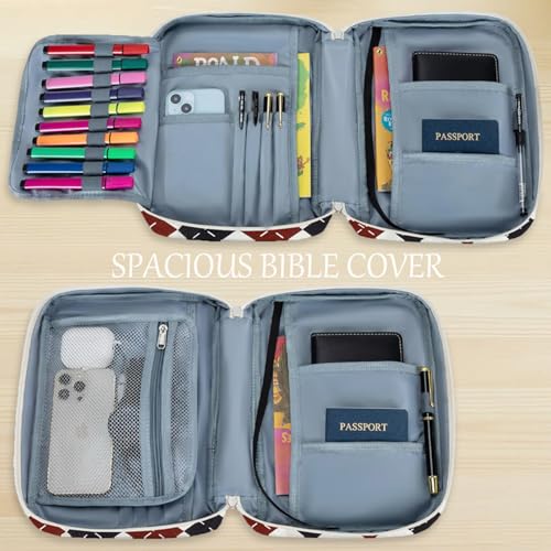 JIANYA Bible Cover Case for Women and Men, Large Bible Case Book Carrying Bag, Bible Bag with Zippered Pocket Handles, Christian Gifts - Image 5