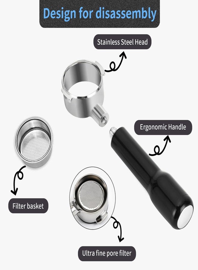 Jerliflyer 51mm Handle without Base, Suitable for Delonghi Dedica EC680, EC685, SMEG and EUPA Coffee Machines, Replacement Handle Three-Prong Design with Stainless Steel Double Espresso Capacity Filter Basket - Image 3