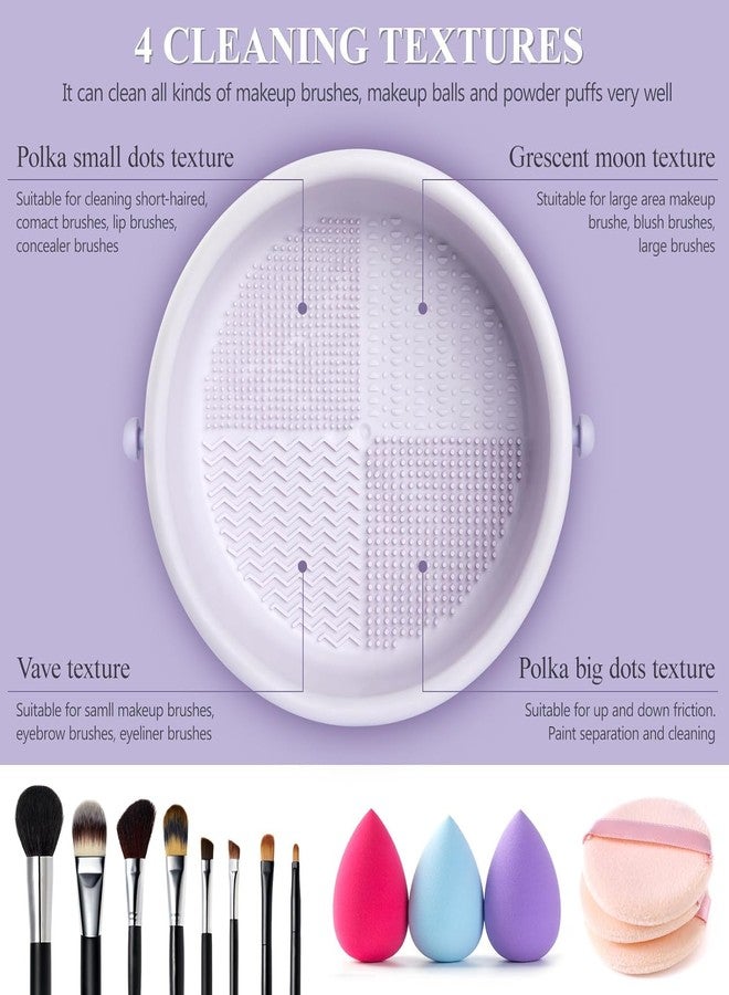 Simxen وعاء تنظيف فرش المكياج SIMXEN 3 في 1 مع حصيرة تنظيف فرش المكياج السيليكونية وأداة تجفيف الفرش وحامل تخزين فرش المكياج مع مقبض قابل للإزالة للتخزين والتنظيف الجاف للفرش - Image 4