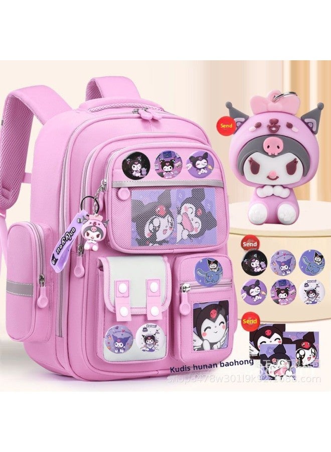 Student Spine Bag Large Capacity Children's Shoulder Bag Direct 3-6 Grade Huoying Bag-Color:Purple + Three Cards-Size:Large  - Image 3