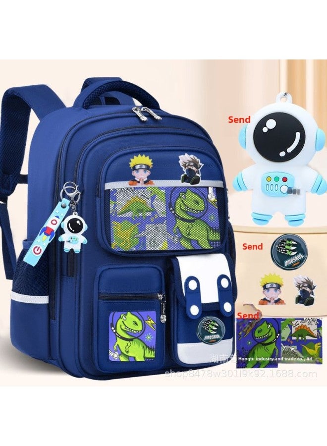 Student Spine Bag Large Capacity Children's Shoulder Bag Direct 3-6 Grade Huoying Bag-Color:Purple + Three Cards-Size:Large  - Image 5
