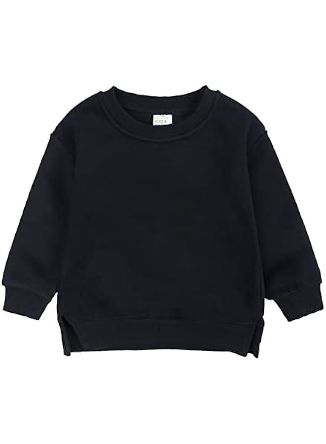 Uni Kids Sweater Solid Color Plus Fleece Pullover Sweatshirt Toddler Baby Crewneck Coat Long Sleeve T-Shirt Top - Image 3