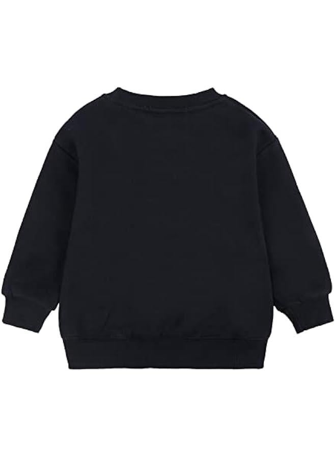 Uni Kids Sweater Solid Color Plus Fleece Pullover Sweatshirt Toddler Baby Crewneck Coat Long Sleeve T-Shirt Top - Image 4