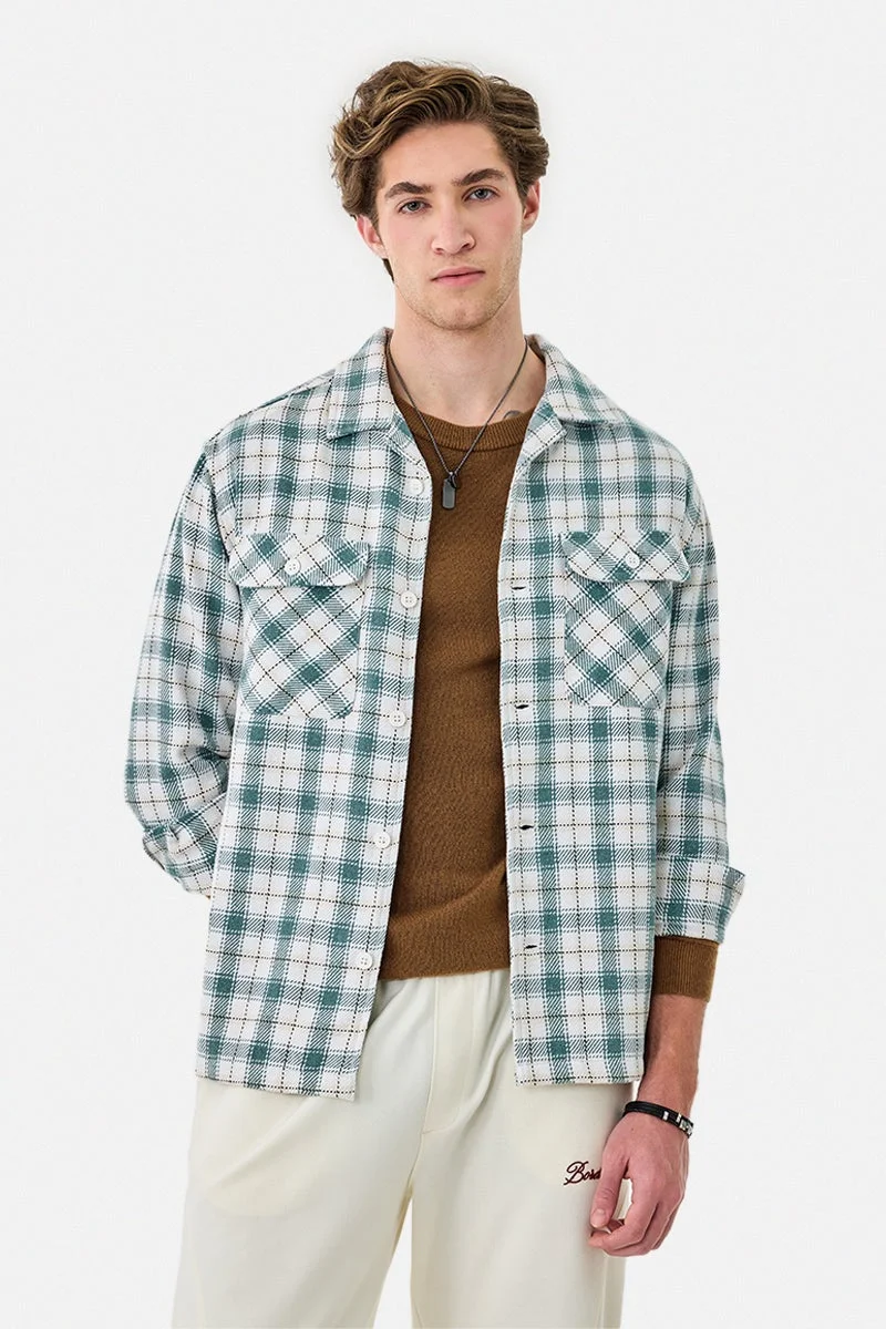 SNITCH Double Pocket Flannel Plaid Overshirt