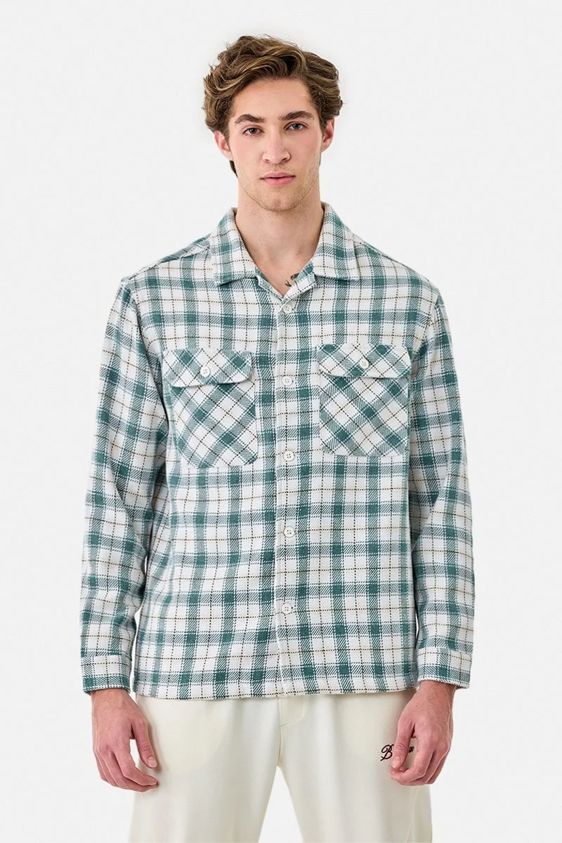 سنيتش قميص كاروهات بجيوب مزدوجة من الفلانيل