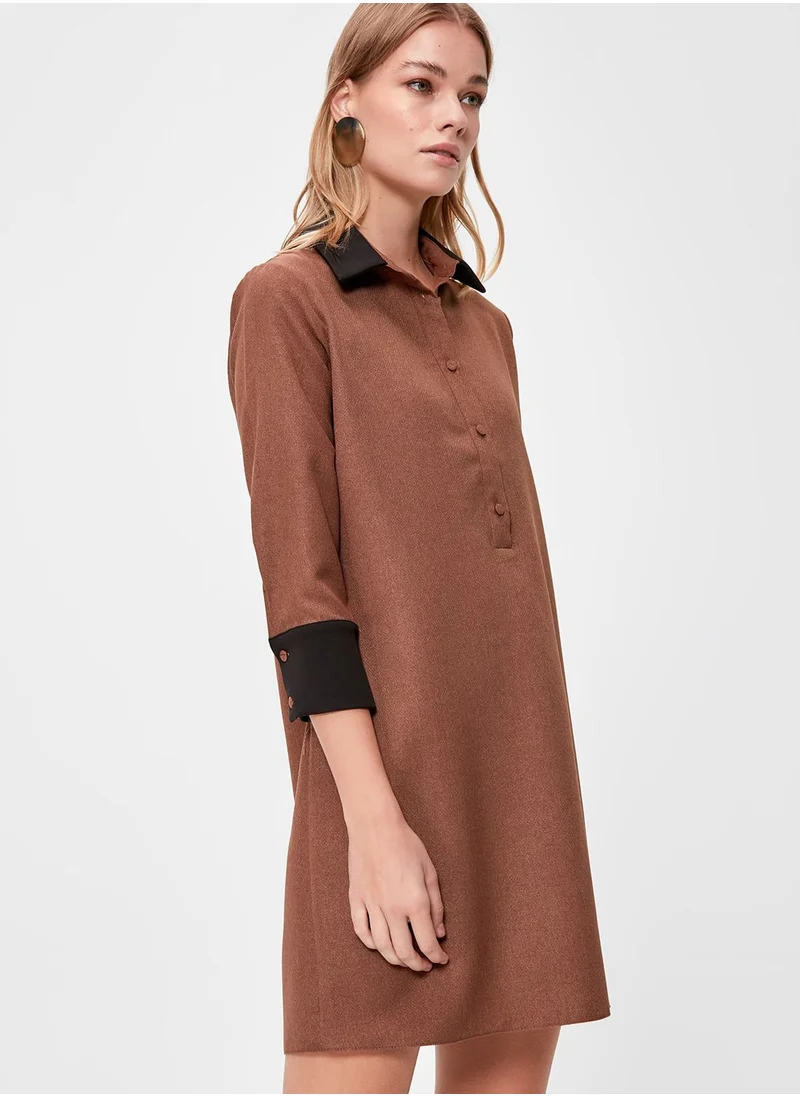 trendyol Colorblock Placket Shirt Dress