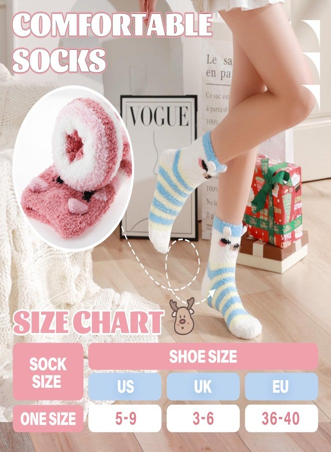 ANTSANG Women Fuzzy Socks Teen Girls Slipper Cozy Winter Fluffy Comfy and Warm Cabin Home Fleece Socks(Animal Stripes) - Image 5
