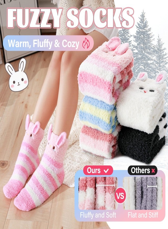 ANTSANG Women Fuzzy Socks Teen Girls Slipper Cozy Winter Fluffy Comfy and Warm Cabin Home Fleece Socks(Animal Stripes) - Image 3