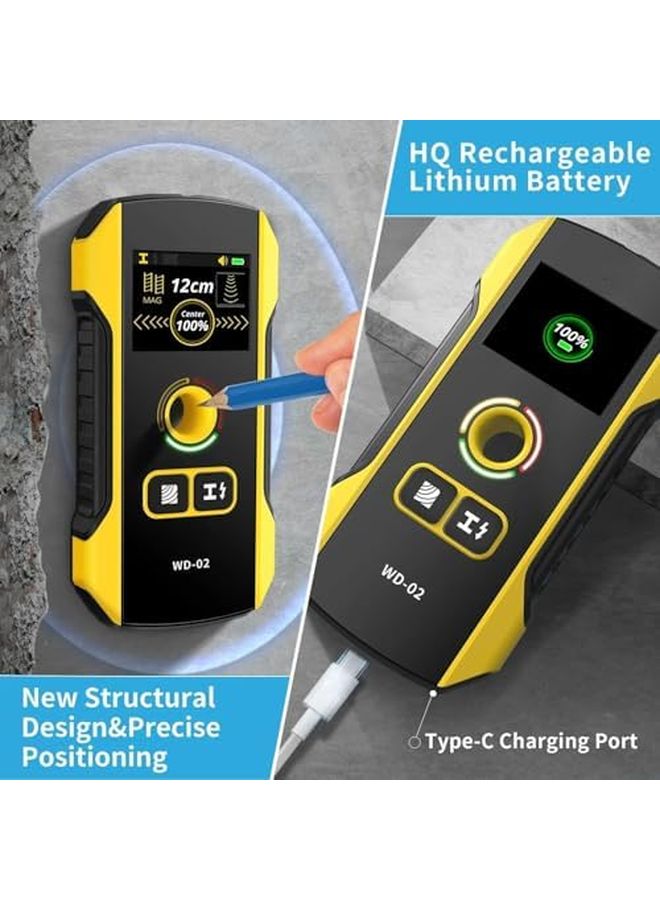 ماسح الحائط للعثور على المسامير، 3 أوضاع للكشف، عمق 120 مم، شاشة عالية الدقة، تصميم فتحة مركزية - Image 4