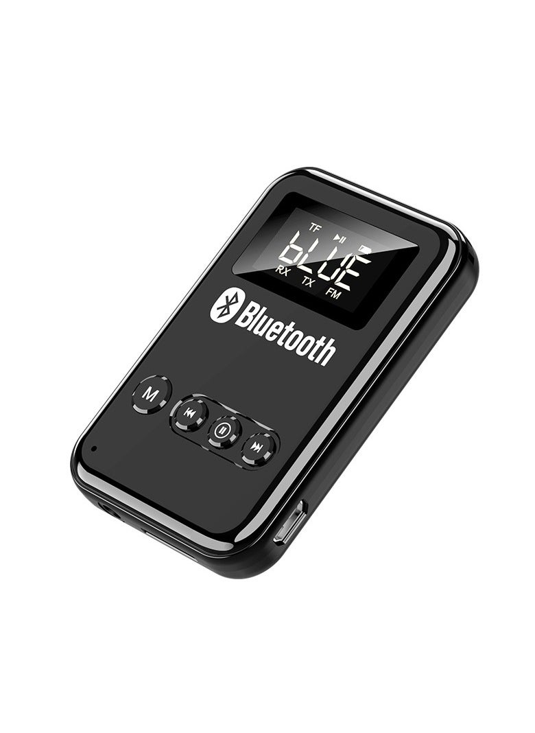 Bluetooth 5.0 Transmitter Receiver, 2 in 1 Bluetooth Wireless Audio Adapter, with LED Display, for TV/PC/Wired Speaker/Headphones/Car Hands-Free Calling