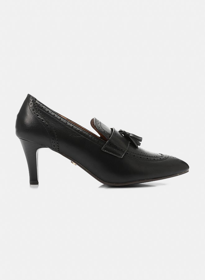 Dejavu Shoes JAL-DVTX-014 Self Patterned Pointed Toecap Oxford Heeled Shoes For Women - Image 1