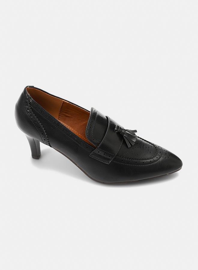 Dejavu Shoes JAL-DVTX-014 Self Patterned Pointed Toecap Oxford Heeled Shoes For Women - Image 2