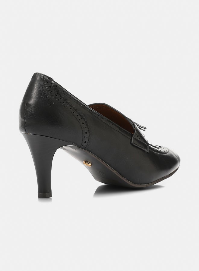 Dejavu Shoes JAL-DVTX-014 Self Patterned Pointed Toecap Oxford Heeled Shoes For Women - Image 3