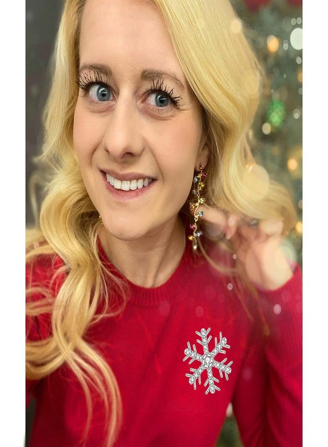 CEALXHENY 9PCS Christmas Snowflake Brooches Winter Holiday Rhinestone Snowflake Brooch Pins Set for Women Men Family Christmas New Year Gifts (Silver) - Image 3