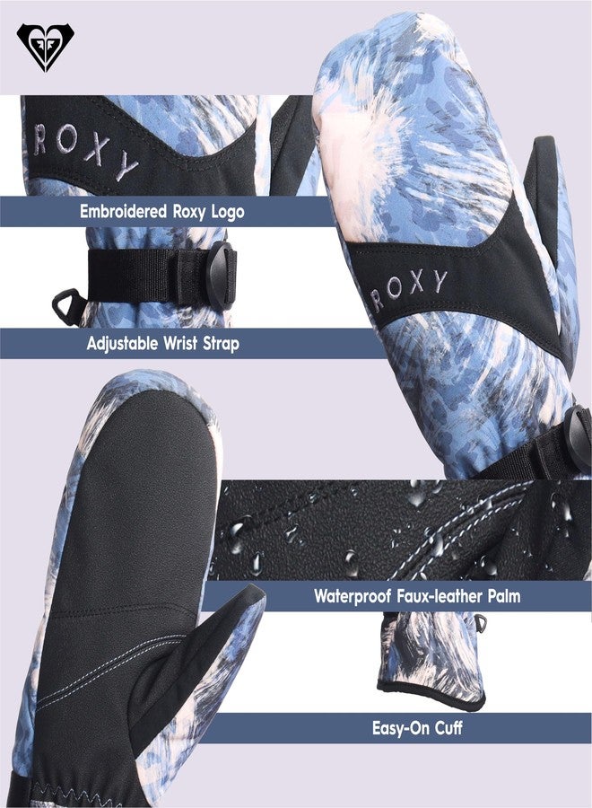 Roxy Women's Jetty Snowboard/Ski Mittens - Waterproof, Touchscreen Technology, Adjustable Wrist Straps, Wild Wind Darknight, Medium - Image 3