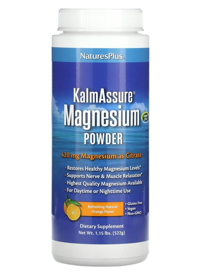 KalmAssure Magnesium Powder Refreshing Natural Orange 420 mg 1.15 lbs (522 g)