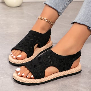 Womens Summer 2024 New Style Flat Simple Comfortable Korean Version Casual Breathable Slip-on Fish Mouth Sandals Knitted pure black - pzsku/ZCF9B366E11A20C17610AZ/45/1746233735/3b852193-8f34-403a-b244-3820506caf1b
