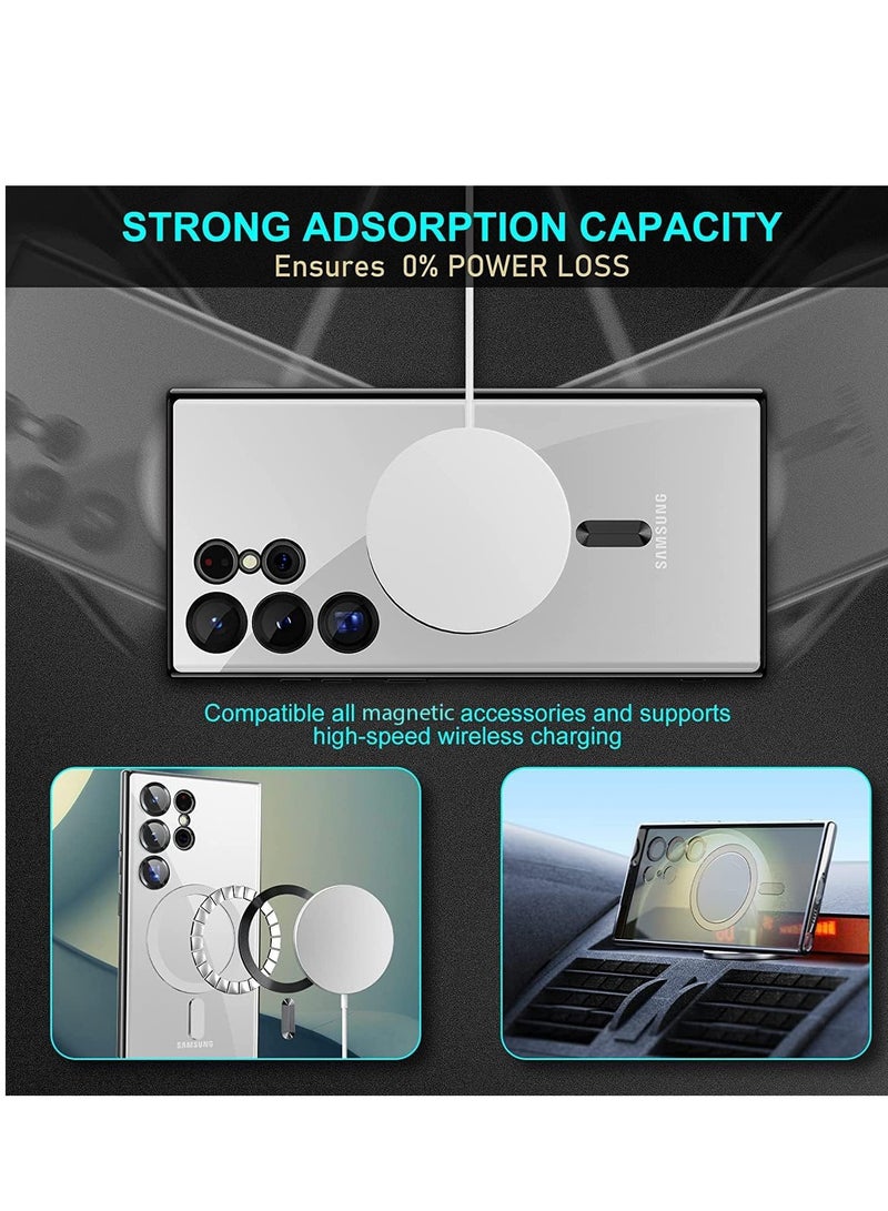 MIGOFAST Galaxy S24 Ultra Magnetic Case, Compatible with Mag-Safe Camera Lens Protection Anti-Scratch Galaxy S24 Ultra Case Cover Transparent Slim Thin Phone Case (Black/Clear) - Image 3