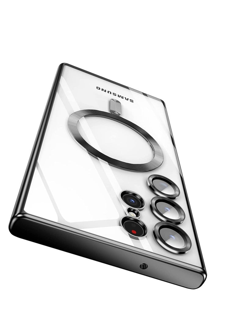 MIGOFAST Galaxy S24 Ultra Magnetic Case, Compatible with Mag-Safe Camera Lens Protection Anti-Scratch Galaxy S24 Ultra Case Cover Transparent Slim Thin Phone Case (Black/Clear) - Image 5