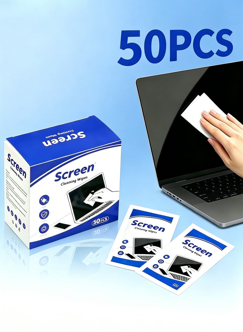 Yakiter 50 Pack Electronic Screen Cleaning Wipes, Fast Drying Streak-Free Cleaner Removes Fingerprints, Dust & Smudges for Laptop, Computer Monitor, Camera Lens, Eyeglasses & Sunglasses - Image 1