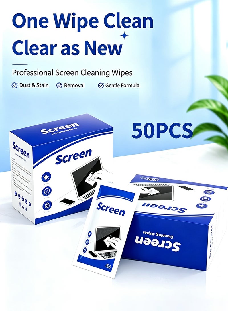Yakiter 50 Pack Electronic Screen Cleaning Wipes, Fast Drying Streak-Free Cleaner Removes Fingerprints, Dust & Smudges for Laptop, Computer Monitor, Camera Lens, Eyeglasses & Sunglasses - Image 2
