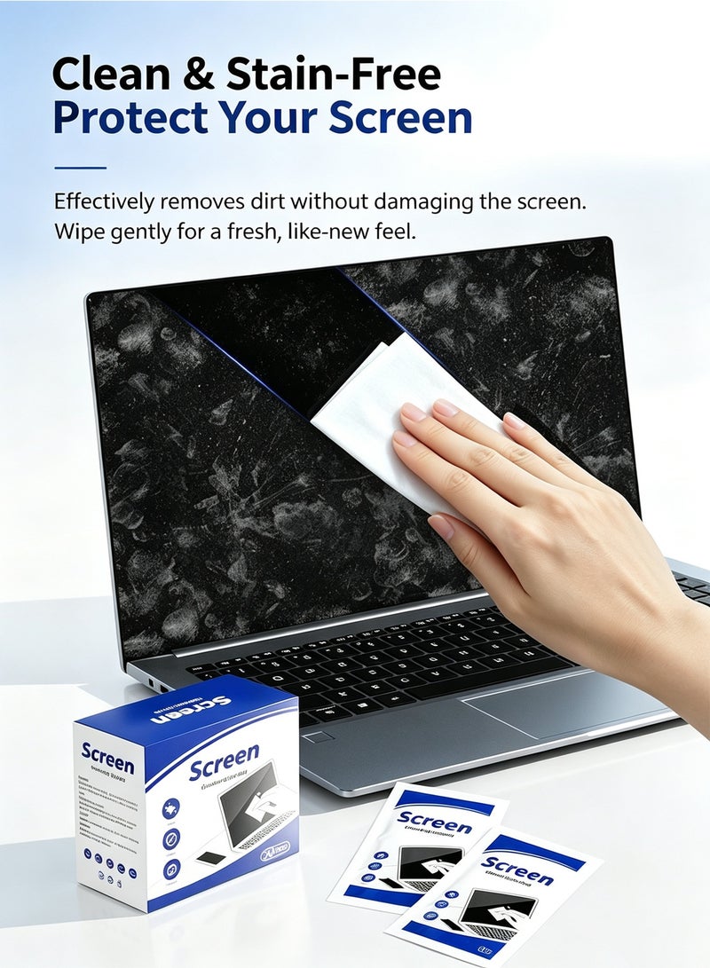 Yakiter 50 Pack Electronic Screen Cleaning Wipes, Fast Drying Streak-Free Cleaner Removes Fingerprints, Dust & Smudges for Laptop, Computer Monitor, Camera Lens, Eyeglasses & Sunglasses - Image 4