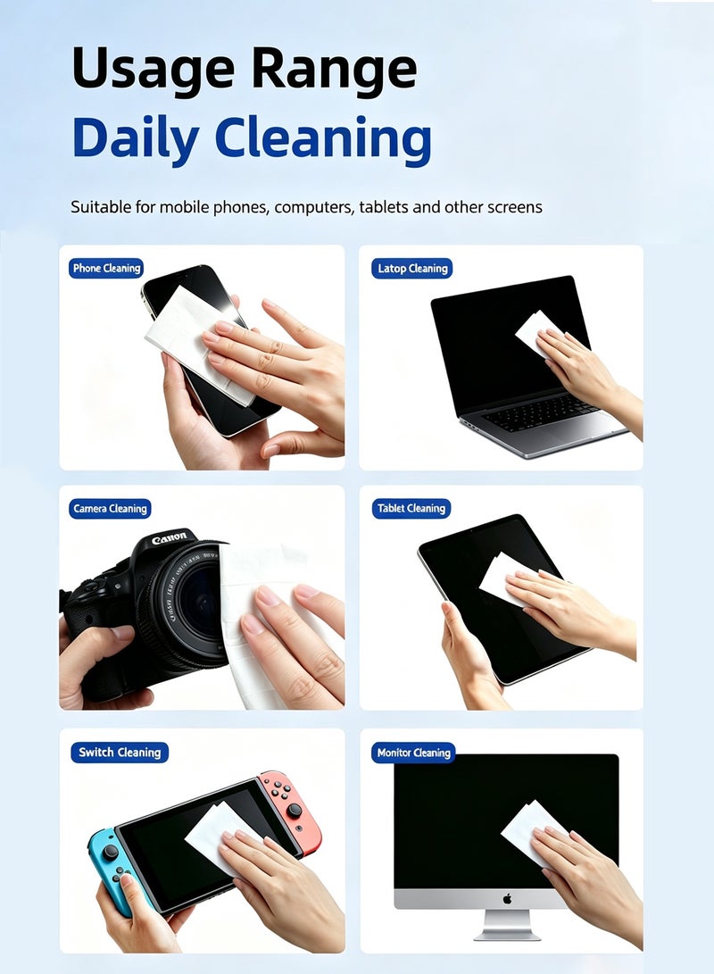 Yakiter 50 Pack Electronic Screen Cleaning Wipes, Fast Drying Streak-Free Cleaner Removes Fingerprints, Dust & Smudges for Laptop, Computer Monitor, Camera Lens, Eyeglasses & Sunglasses - Image 5