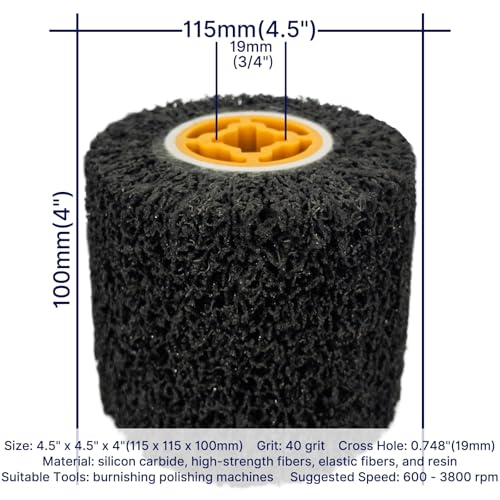 JONAS C 2 Pcs 40 Grit Stripping Drum, Abrasive Drawing Wheel Burnishing Wheel, 4.5" x 4" Surface Conditioning Tool Drum for Metal Rust Paint and Coating Removal - Image 5