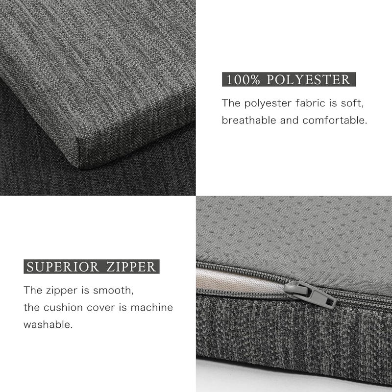 BAIBU 48 Inch Classic Solid Color Bench Cushion with Ties, Non-Slip Indoor Rectangle Bench Seat Cushion Standard Size Foam Pad with Machine Washable Cover - One Pad Only (Grey, 48x16x1.5 Inch) - Image 4