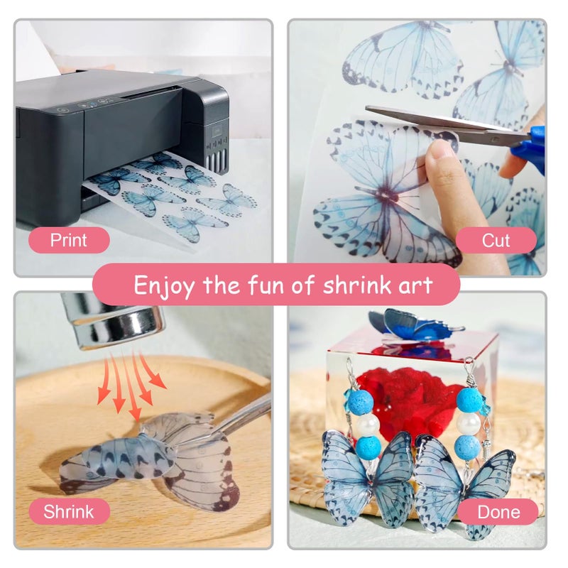 Auihiay Auihiay 12 Pieces Printable Shrinky Plastic Sheets, Shrink Films Papers for Kids Easter Ornament and Mothers Day Gifts, 6 White and 6 Semitransparent, 8.3 x 11.6 inch / 21 x 29.5 cm  - Image 2