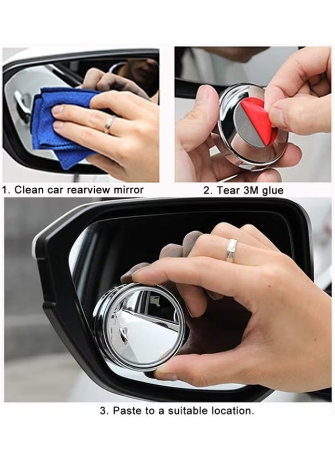 2 Pieces Vacuum Blind Spot Mirror, No Glue, No Harm To The Car Mirror, 2 Inch Round Hd Glass Convex Wide Angle Side Mirrors, Convex Mirrors for Any Car, Van, Suv and Truck (Silver, 2 Pcs) - Image 5