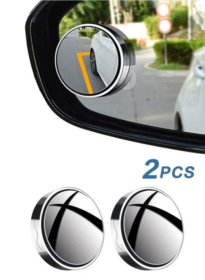 2 Pieces Vacuum Blind Spot Mirror, No Glue, No Harm To The Car Mirror, 2 Inch Round Hd Glass Convex Wide Angle Side Mirrors, Convex Mirrors for Any Car, Van, Suv and Truck (Silver, 2 Pcs) - Image 1