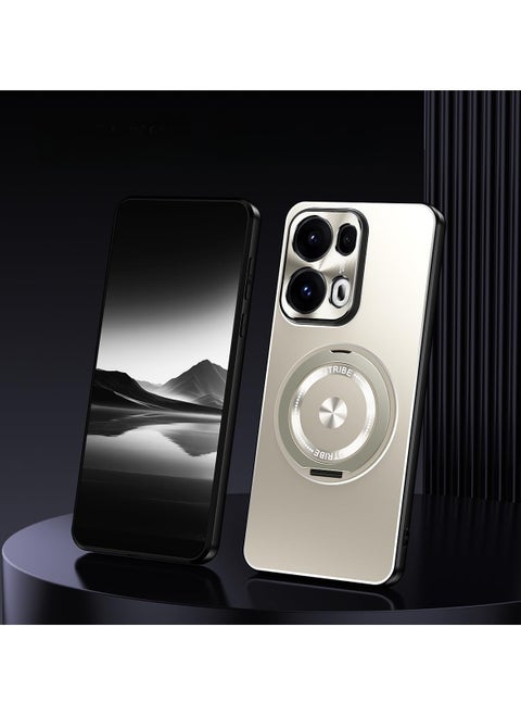 Magnetic case compatible with OPPO Reno 13 Pro with 360° rotating stand and lens protector, compatible with Mag-Safe, PC alloy shock and drop protective case