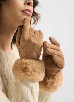 ELLA Faux Suede Fur Winter Gloves  - Image 5