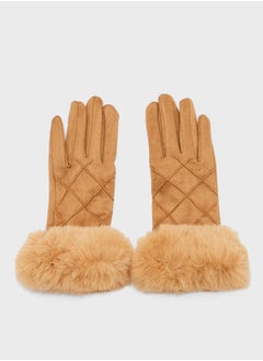 ELLA Faux Suede Fur Winter Gloves  - Image 2