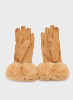 ELLA Faux Suede Fur Winter Gloves  - Image 3
